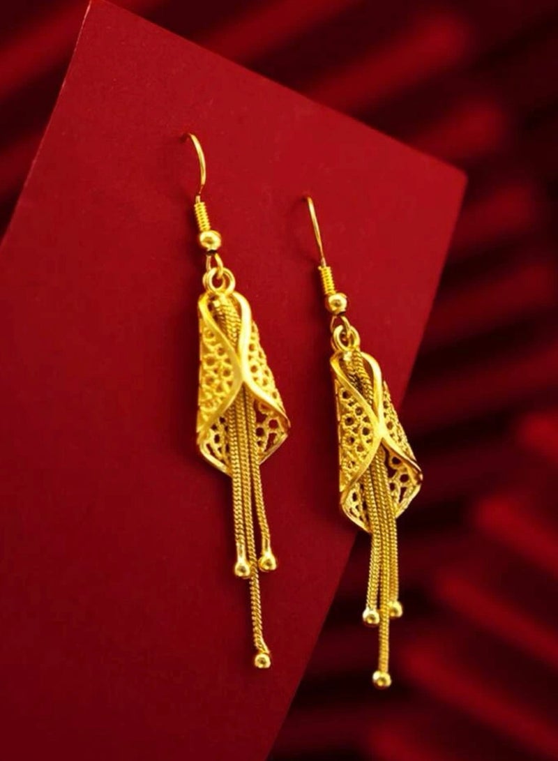 GOLDMAX Elegant 21k Gold Plated Drop Earrings For Women - Image 2