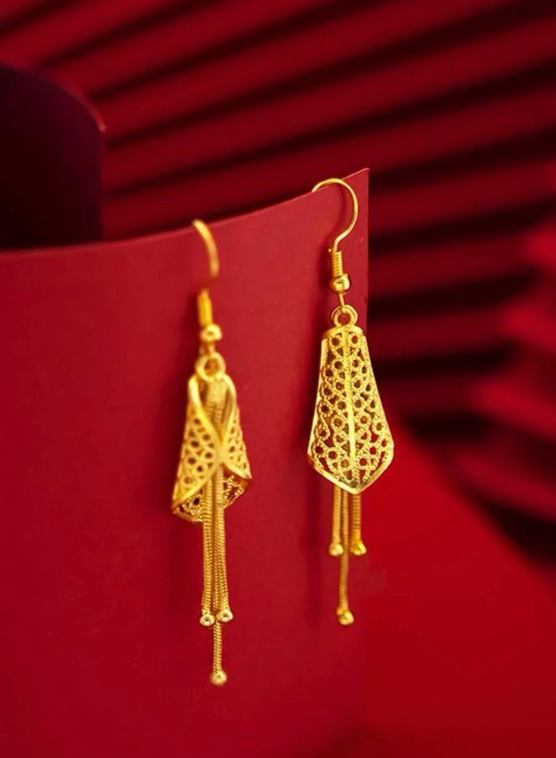 GOLDMAX Elegant 21k Gold Plated Drop Earrings For Women - Image 4
