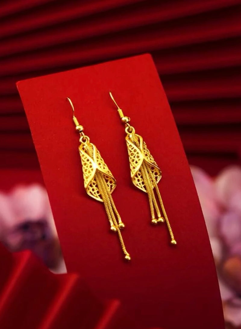 GOLDMAX Elegant 21k Gold Plated Drop Earrings For Women - Image 3