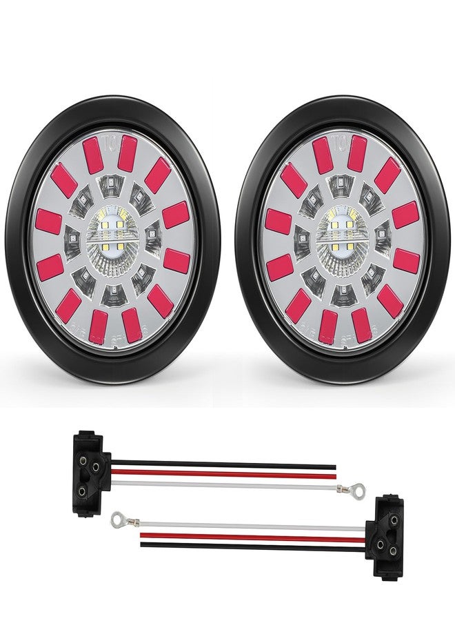 Partsam مجموعة مصابيح خلفية LED دائرية مقاس 4 بوصات من Partsam (قطعتان) - 24 مصباح LED - مصابيح توقف، انعطاف، فرامل خلفية، رجوع للخلف، لون أحمر/أبيض - مقاومة للماء بمعيار IP67، طقم تثبيت غائر، 10-30 فولت، مناسبة للشاحنات، المركبات الترفيهية، القوارب، والمقطورات. - Image 1