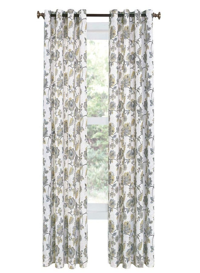 Collections Etc Renaissance Home Fashion Collections Etc Colette Printed Grommet Panel, 52" x 84", Linen - Image 1