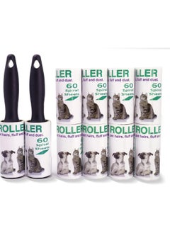 ماركة غير محددة Blinggo Lint Roller Portable Pet Hair Remover Kit, 2 Black Sticky Roller with 10 Refills, 600 Sheets, for Furniture Bedding Clothing Car Seat  - Image 1