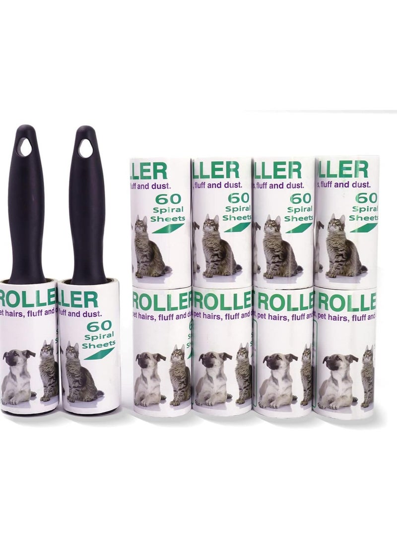 Blinggo Lint Roller Portable Pet Hair Remover Kit, 2 Black Sticky Roller with 10 Refills, 600 Sheets, for Furniture Bedding Clothing Car Seat  - Image 1