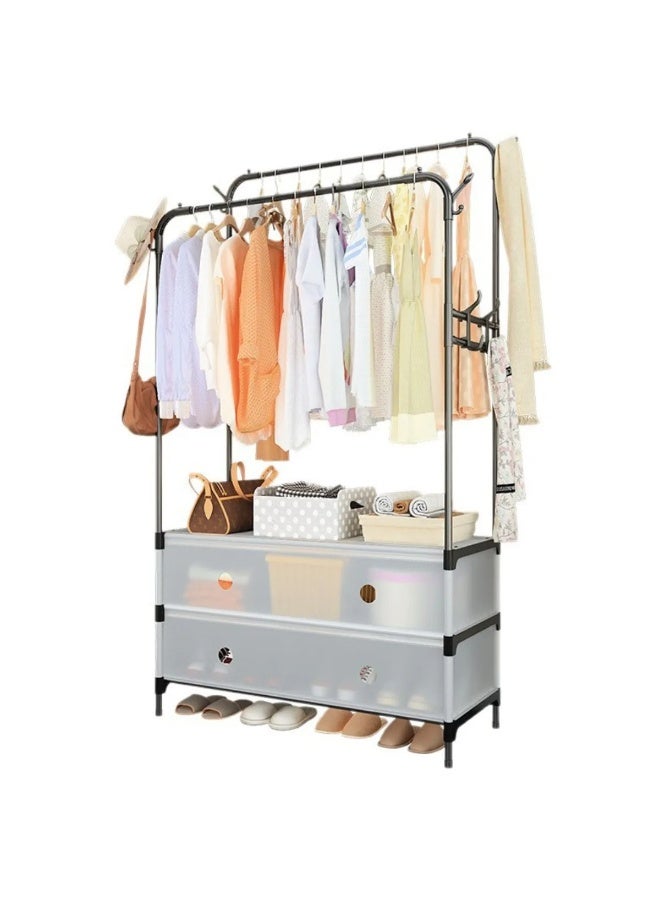 Double-pole Metal Floor-standing Indoor Clothes Drying Rack with Eco-friendly Powder Coating Black Thickened for Bedroom Use - Image 1