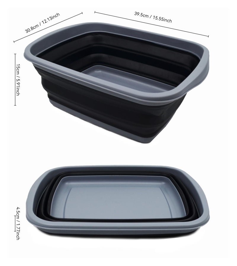SAMMART 10L (2.6 Gallons) Collapsible Tub - Foldable Dish Tub - Portable Washing Basin - Space Saving Plastic Washtub (Dark Grey/Black, 1) - Image 2