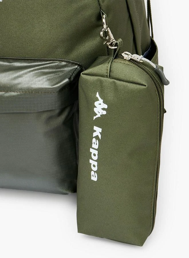 Kappa KHAKI Solid School Backpack For Girls 8-13 Years With Pencil Pouch - 17 Inches - 15x27x27 CM for Women | Best Price UAE