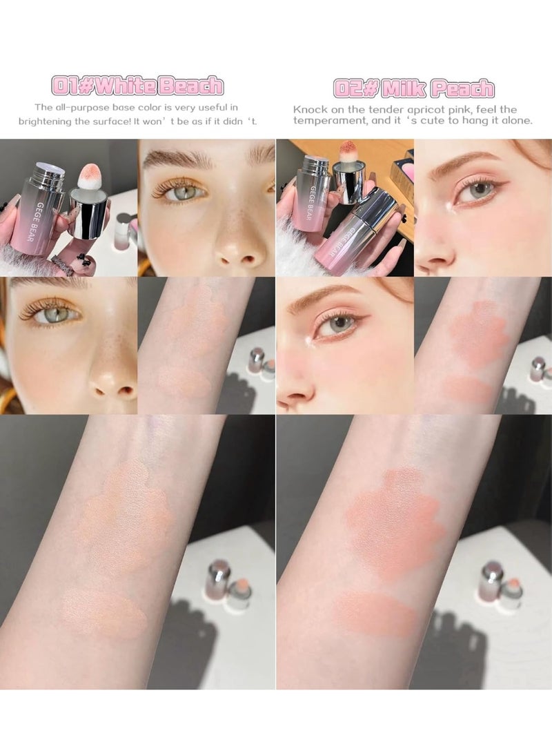Gege Bear Water Velvet Blush | Built-In Applicator Brush | Long-Wearing Formula | Pink Coral Cheek Stain | Liquid Cheek Tint | Soft Girl Makeup Essential | Easy Blend Technology | Natural Flush Effect | Easy Blend Technology | Buildable Coverage | Kawaii Beauty Products for Women (01# White Beach, 7g) - Image 4