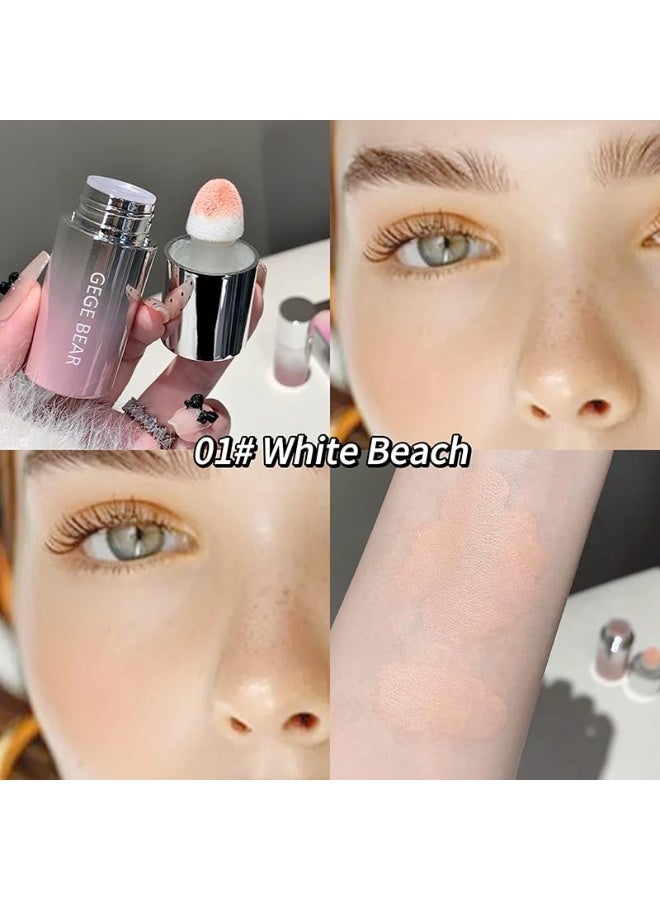 Gege Bear Water Velvet Blush | Built-In Applicator Brush | Long-Wearing Formula | Pink Coral Cheek Stain | Liquid Cheek Tint | Soft Girl Makeup Essential | Easy Blend Technology | Natural Flush Effect | Easy Blend Technology | Buildable Coverage | Kawaii Beauty Products for Women (01# White Beach, 7g) - Image 2