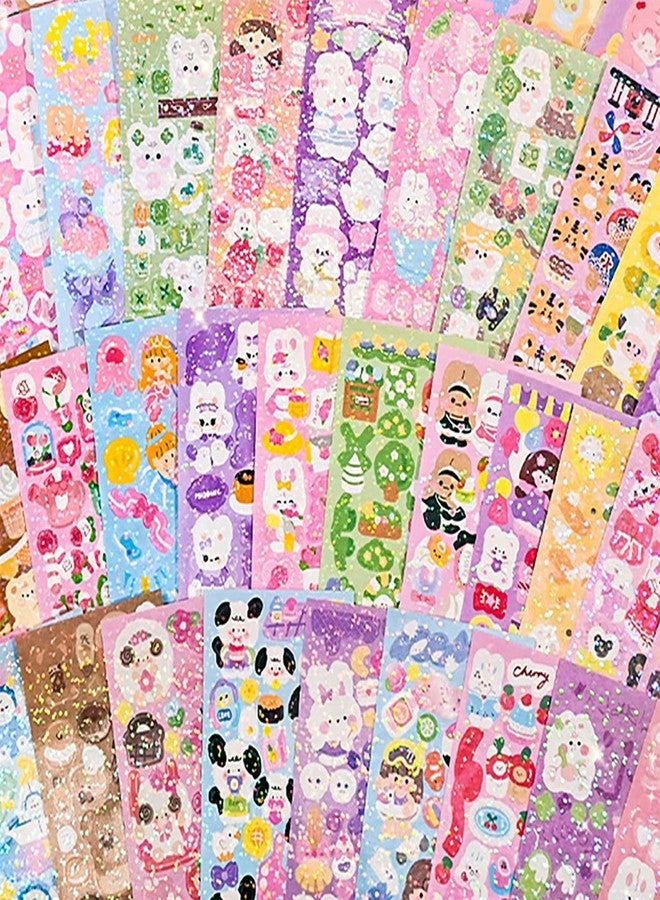 SIBLYMONA 16 Sheets Korean Deco Stickers Set, Colorful Glitter Self Adhesive Stickers, Gothic Kpop Potocard Deco Stickers for Scrapbook Card DIY Decor Craft (Signal-16P) - Image 1