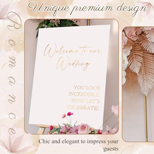 Watersay 2 Pcs Welcome to Our Wedding Mirror Decal Vinyl Lettering Decal Sticker Removable Letters Wedding Decals for Mirrors Glass Window Sign Marriage Decoration(Classic Style,Gold) - Image 3