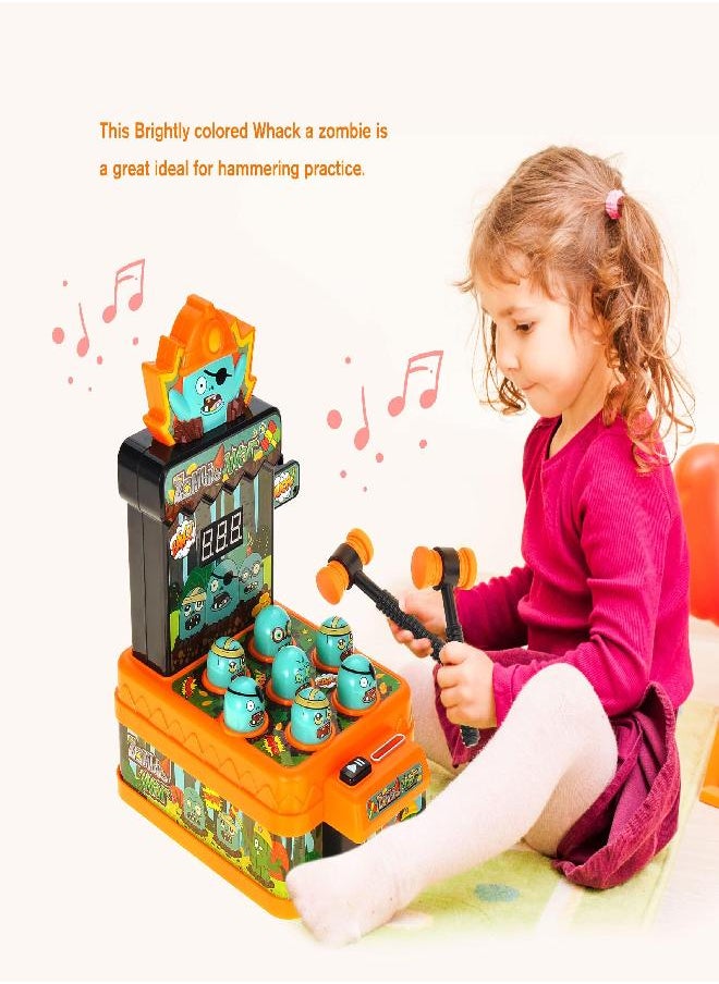 PowerTRC Arcade Whack A Mole Mini Game for Kids | Fun Interactive Hammering and Pounding Toy | Cartoon Zombie Theme Game