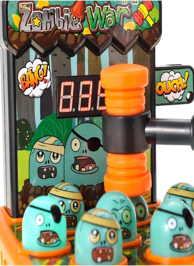PowerTRC Arcade Whack A Mole Mini Game for Kids | Fun Interactive Hammering and Pounding Toy | Cartoon Zombie Theme Game