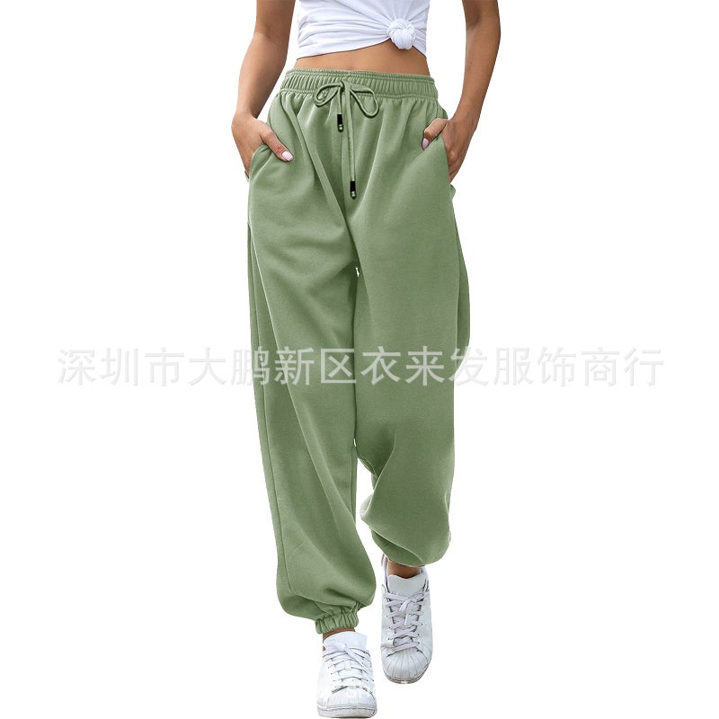 2023 Amazon Japanese Sweatshirt High Waist Pants Womens Pocket Harlan Casual Sports Pants 9 Color 5 Size Matcha 