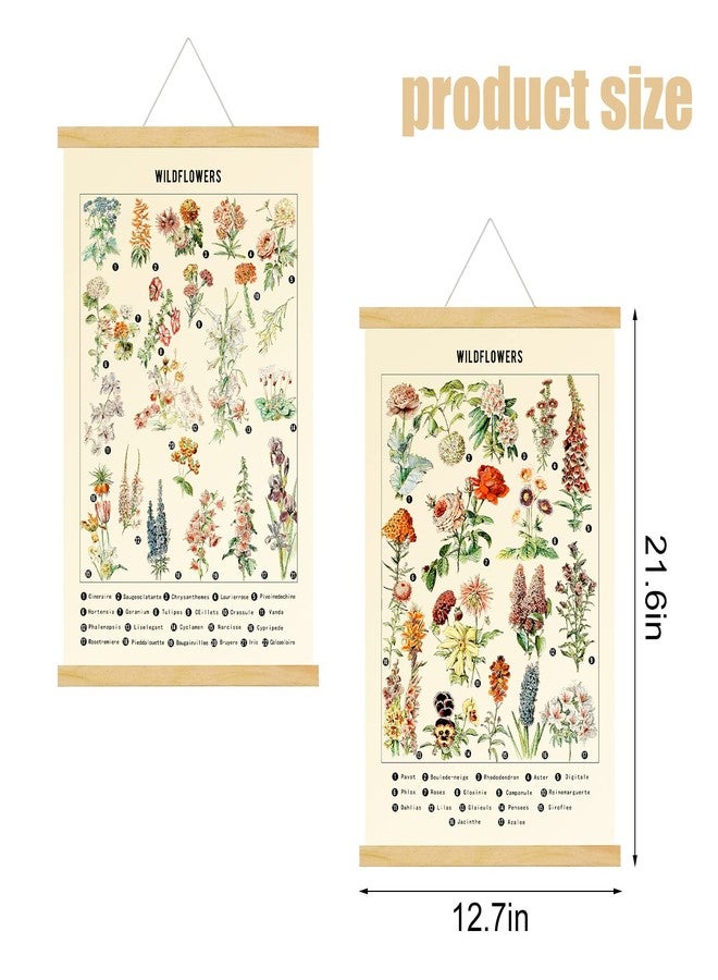 Chenkaiyang 2 Pcs Vintage Poster Hanging,Flowers Wall Hanging Botanical Rustic Retro Colorful Wall Art Prints Flower Chart Posterfor Living Room Bedroom Office Play Room Decor,12.7 X 21.6 Inch - Image 4