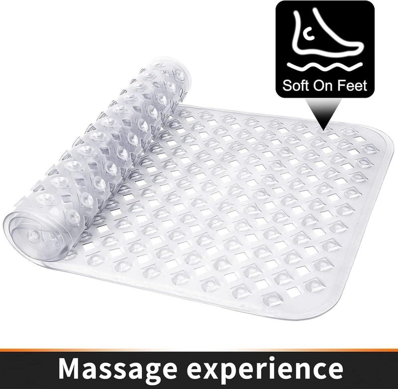 Non Slip Bathtub Mat, 80x40cm Clear, Heavy-Duty with Drain Holes - Image 4