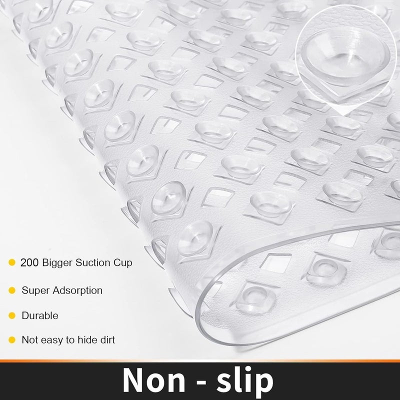 Non Slip Bathtub Mat, 80x40cm Clear, Heavy-Duty with Drain Holes - Image 3