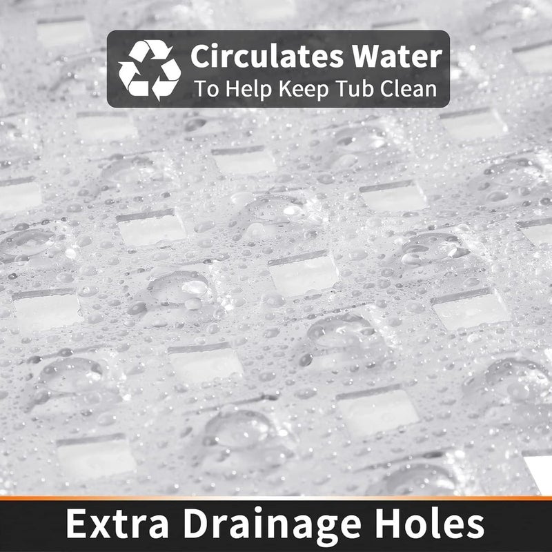 Non Slip Bathtub Mat, 80x40cm Clear, Heavy-Duty with Drain Holes - Image 2
