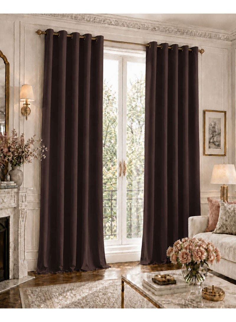 Amali Regal Dimout curtains with 16 Grommets in 2 panels Size (W132 x L 274cm) for living room Decor or bedroom window noise reduction and light blocking - Image 1