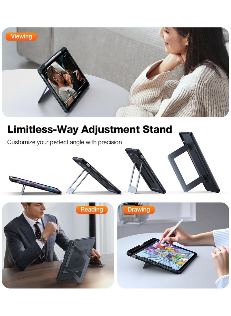 TORRAS Ostand for iPad Pro 11-inch Case 2024 (M4) Ultra Stable Stand, Multiple Adjustable Viewing Angles, Slim Protective Kickstand Cover, Translucent iPad 11 Pro Case with Pencil Holder, Black Black - Image 2