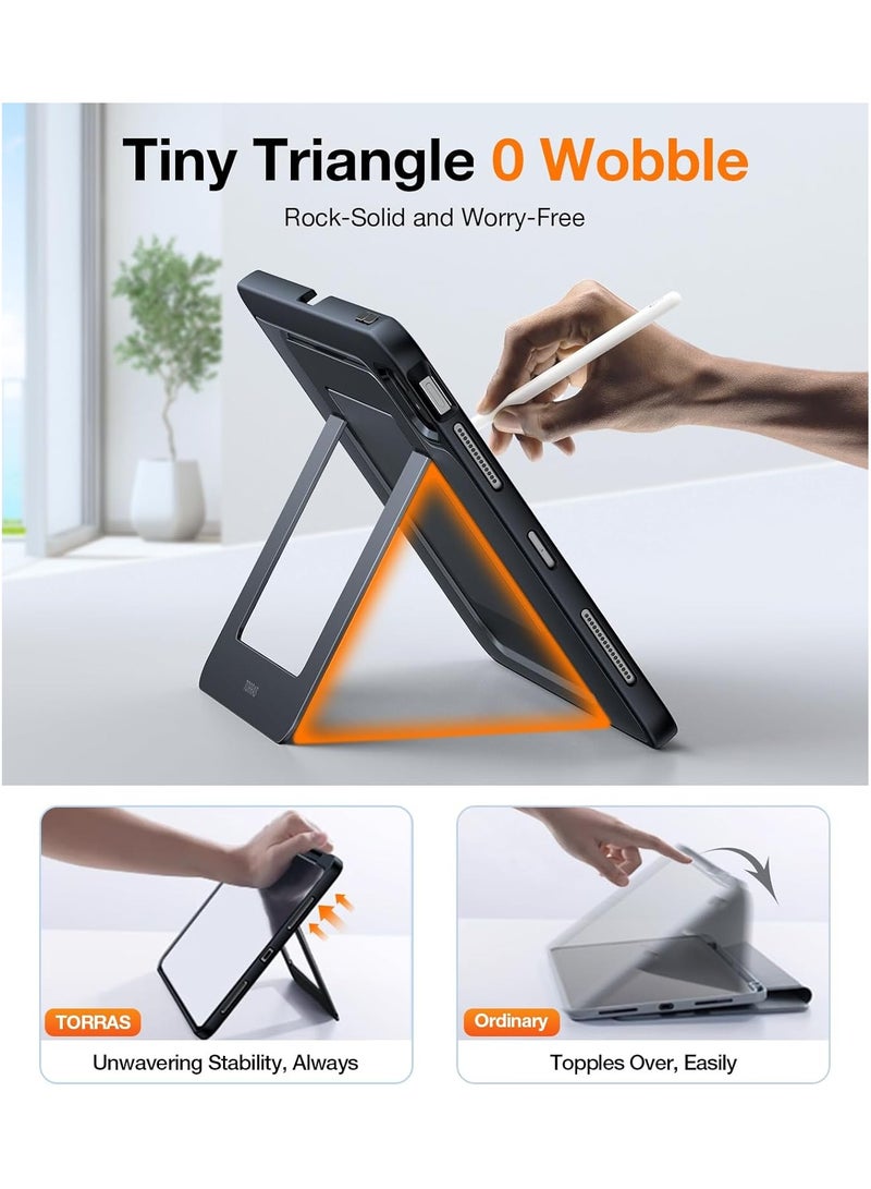 TORRAS Ostand for iPad Pro 11-inch Case 2024 (M4) Ultra Stable Stand, Multiple Adjustable Viewing Angles, Slim Protective Kickstand Cover, Translucent iPad 11 Pro Case with Pencil Holder, Black Black - Image 3