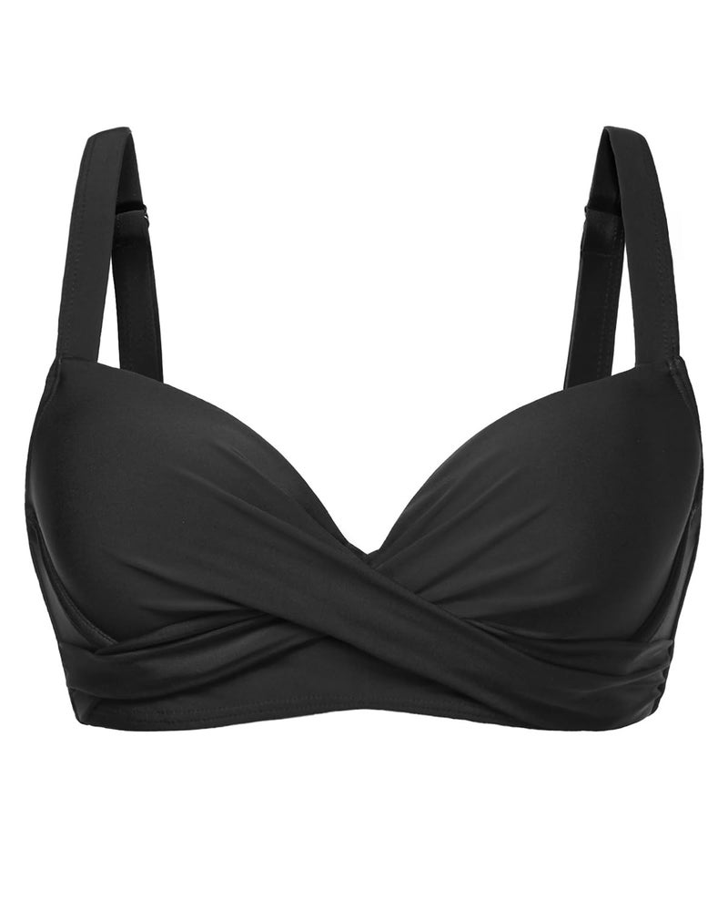 Aqua Eve Black Women Underwire Bikini Top - Push Up Swim Top Only Bra Padded Swimsuit Tops 2025 Bathing Suit Tops XL - Image 1