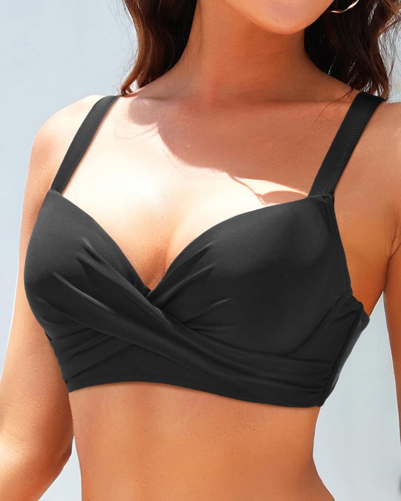 Aqua Eve Black Women Underwire Bikini Top - Push Up Swim Top Only Bra Padded Swimsuit Tops 2025 Bathing Suit Tops XL - Image 4