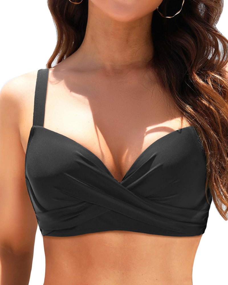 Aqua Eve Black Women Underwire Bikini Top - Push Up Swim Top Only Bra Padded Swimsuit Tops 2025 Bathing Suit Tops XL - Image 3