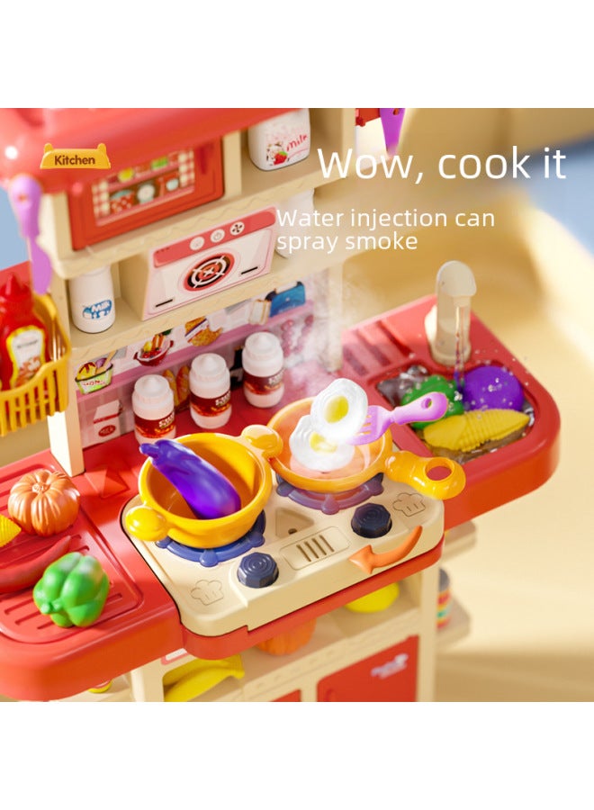 Children's 83cm Realistic Sound Light Spray Kitchen Cooking Set Play House Dining Utensils Table Toy-Color:Green-English Color Box Section 1.9kg - Image 5