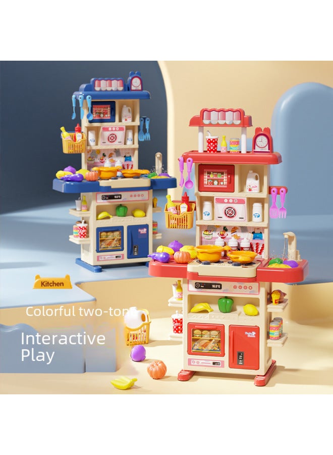 Children's 83cm Realistic Sound Light Spray Kitchen Cooking Set Play House Dining Utensils Table Toy-Color:Green-English Color Box Section 1.9kg - Image 3