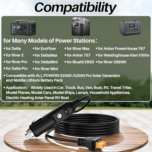 XHUCHINMAL Car Charger for Ecoflow Alternator Charger for Ecoflow Delta/River Series for Bluetti EB55 for Anker 757/767 for More XT60 Connector Solar Power Station for EF ECOFLOW Wave 2 Portable Air Conditioner - Image 2