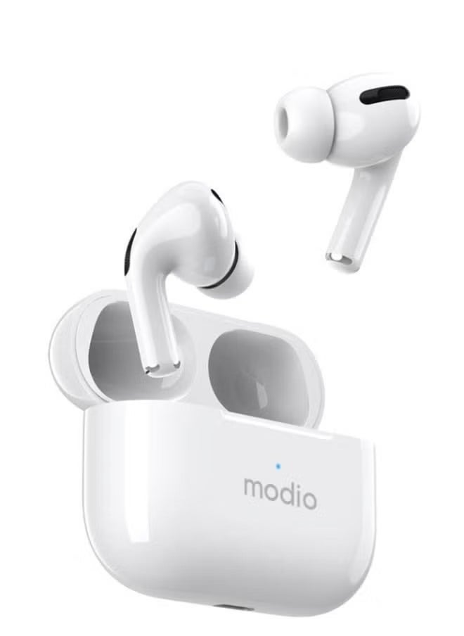 modio - ME8 True Wireless Stereo Earpods with Bluetooth 5.3 – High-Fidelity In-Ear Earbuds with Charging Case, Touch Controls, Built-In Mic & Long Battery Life – Noise-Isolating Headset for Android, iOS & Tablets – Portable & Lightweight Design for Daily Use - Image 1