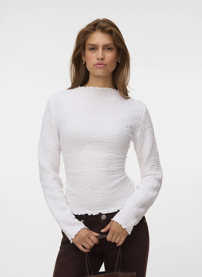 فيرو مودا Women's VMZIA Long Sleeve Funnel Neck Jersey Top