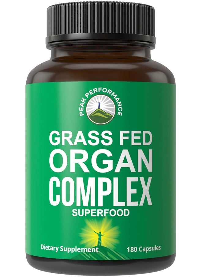 Peak Performance Peak Performance Grass Fed Beef Organ Complex from New Zealand (180 Capsules) Desiccated Organs Superfood Pills  - Image 1
