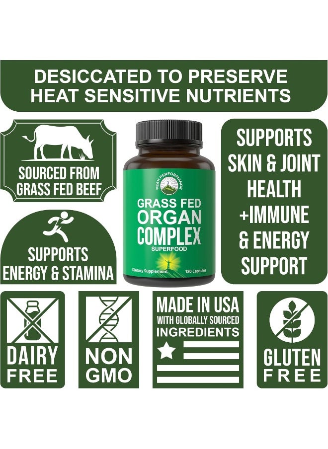 Peak Performance Peak Performance Grass Fed Beef Organ Complex from New Zealand (180 Capsules) Desiccated Organs Superfood Pills  - Image 3