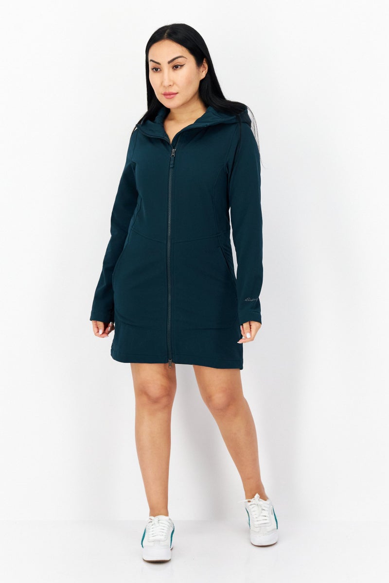 Eddie Bauer Women Hooded Long Sleeves Plain Sweater Dress, Teal Blue - Image 3