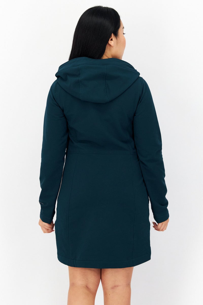 Eddie Bauer Women Hooded Long Sleeves Plain Sweater Dress, Teal Blue - Image 4