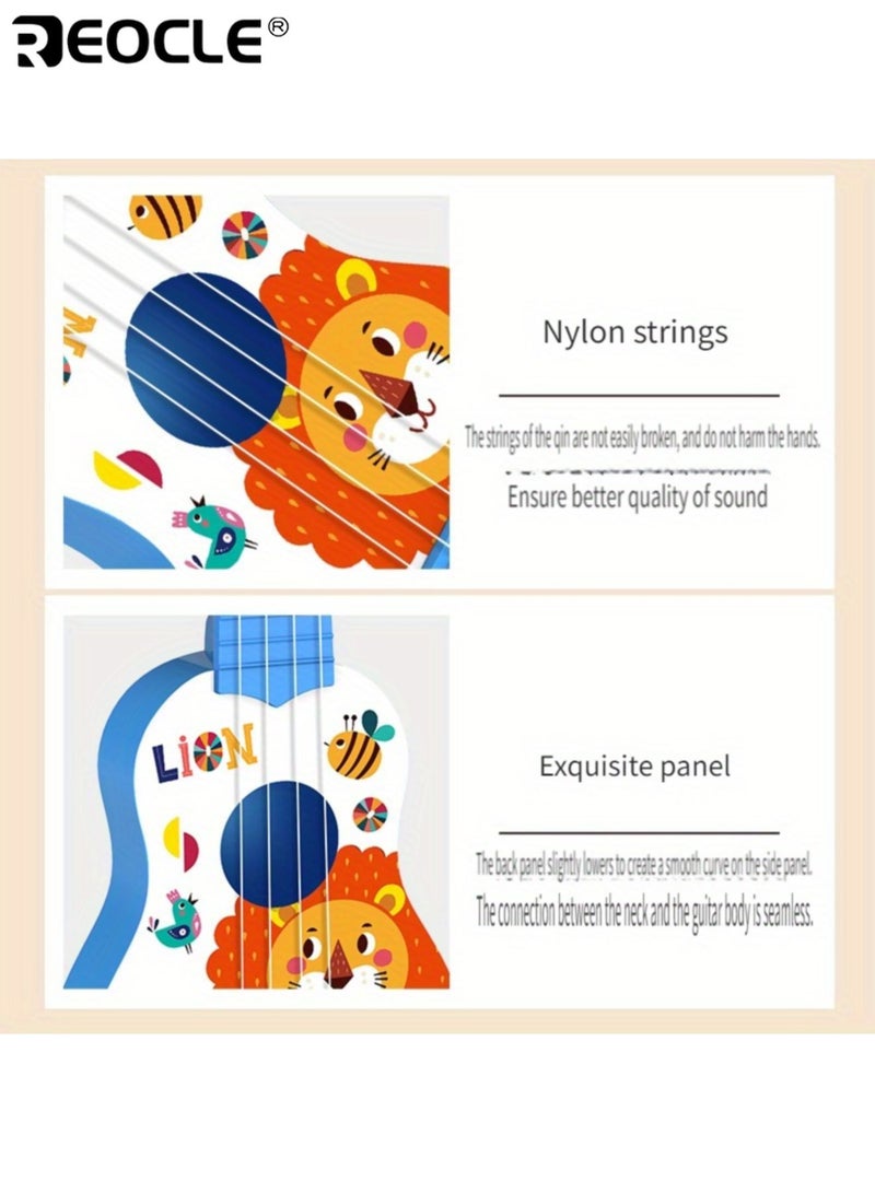 ريوكل لعبة يوكليلي كرتونية للأطفال بتصميم قابل للعب وهيكل بلاستيكي، آلة موسيقية بلمسة نهائية ملونة لتعليم الموسيقى في المراحل المبكرة. - Image 3