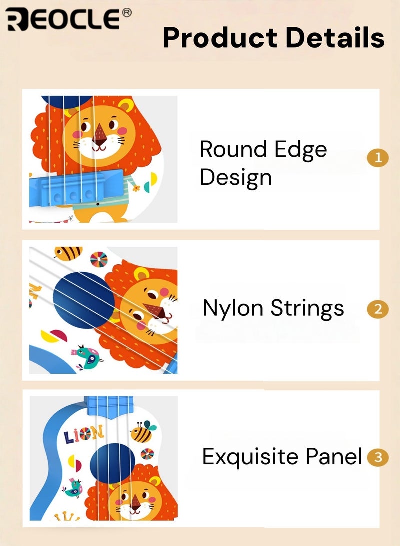 ريوكل لعبة يوكليلي كرتونية للأطفال بتصميم قابل للعب وهيكل بلاستيكي، آلة موسيقية بلمسة نهائية ملونة لتعليم الموسيقى في المراحل المبكرة. - Image 4