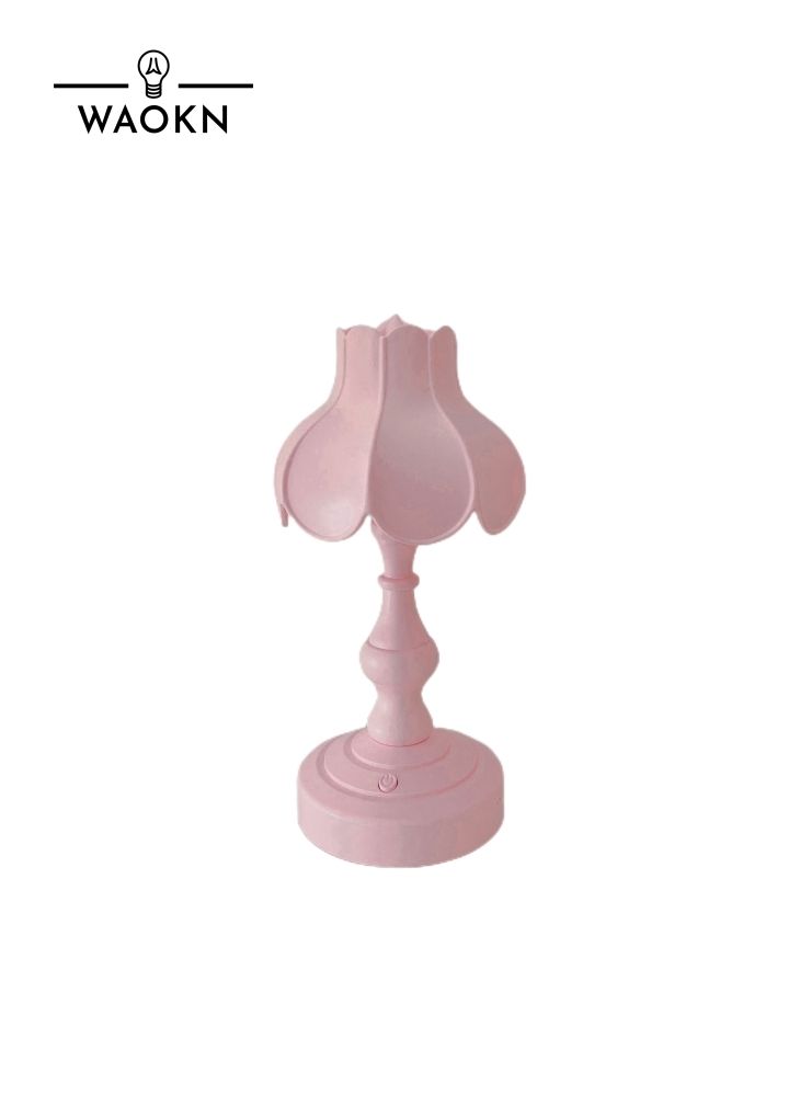 WAOKN Vintage Table Lamp Ins Lotus Leaf Small Night Lamp Lovely Girl Romantic Bedroom Creative Lighting Nordic Style Mini Night Light  - Image 1