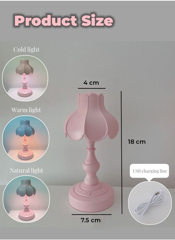 WAOKN Vintage Table Lamp Ins Lotus Leaf Small Night Lamp Lovely Girl Romantic Bedroom Creative Lighting Nordic Style Mini Night Light  - Image 2