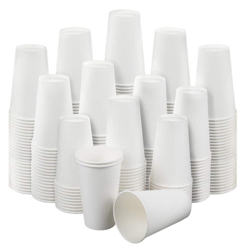 RAZCC 16 oz Paper Cups, 300 Pack 16oz Disposable Paper Coffee Cups, Coffee Cups 16 oz for Cold and Hot Drinks, White Paper Drinking Cups for Parties, Picnic, Cafes, Bistros and Events - Image 1