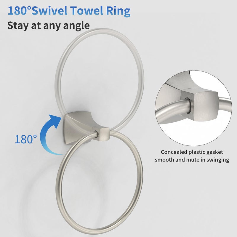 WZRUA Hand Towel Holder for Bathroom Kitchen Brushed Nickel Towel Ring Towel Hanger Stainless Steel and Zinc Alloy Wall Mount - Image 5