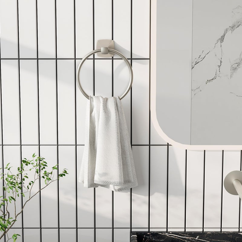 WZRUA Hand Towel Holder for Bathroom Kitchen Brushed Nickel Towel Ring Towel Hanger Stainless Steel and Zinc Alloy Wall Mount - Image 3
