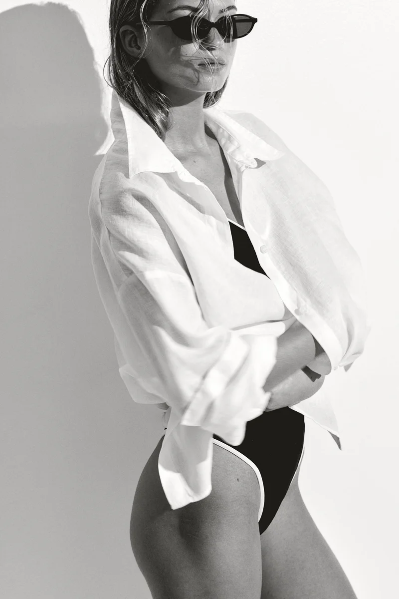 اتش اند ام Linen beach shirt