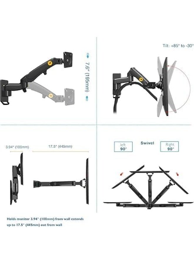 G35 Dual Monitor Stand with Gas Spring Arms for 22-32 Inch Screens, Fully Adjustable, 4.4-33 lbs Load Capacity Per Arm - Image 2