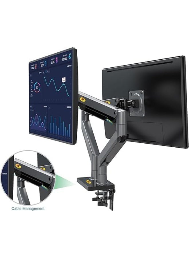 G35 Dual Monitor Stand with Gas Spring Arms for 22-32 Inch Screens, Fully Adjustable, 4.4-33 lbs Load Capacity Per Arm - Image 3