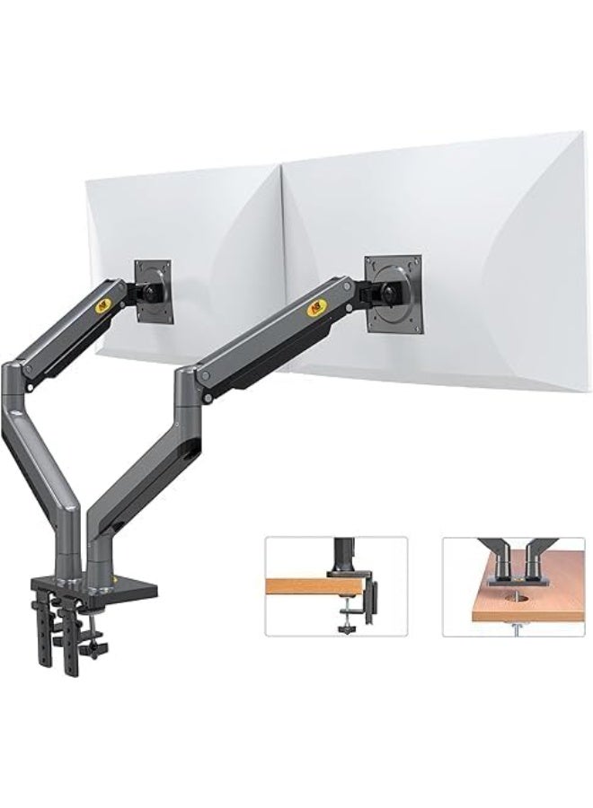 G35 Dual Monitor Stand with Gas Spring Arms for 22-32 Inch Screens, Fully Adjustable, 4.4-33 lbs Load Capacity Per Arm - Image 4