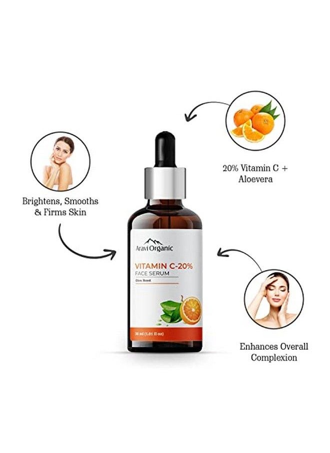 Aravi Organic 20% Vitamin C Face Serum For Face Whitening Men & Women For Skin Brightening Wrinkles Pigmentation & Blemishes (30 Ml)  - Image 3