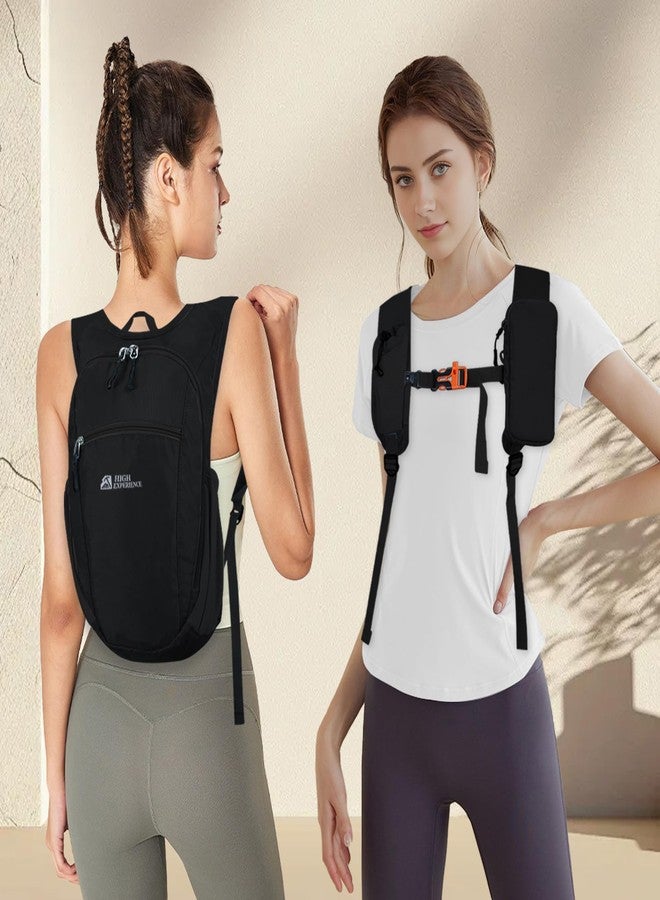 HIGH EXPERIENCE Hiking Backpack 15L Small Daypack Lightweight Packable Hiking Travel Foldable Water Resistan for Women Men (Black) - Image 2