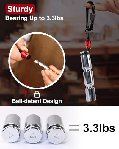 katerk 6pcs Red&Black Bit Holder with Carabiner Socket for Mens Gift, 1/4 inch Hex Shank Aluminum Alloy Screwdriver Bit Holders, Quick Release Easy Change Impact Driver Drill Bit Keychain Extension - Image 5